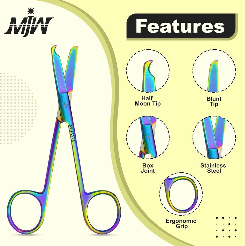 MJW Stainless Steel Suture Stitch Scissors with Multicolor/Rainbow Titanium Coating - Precision Trimming Scissors for Embroidery, Cross-Stitch, Quilting, Sewing, DIY Crafts Enthusiasts and More - Image 5